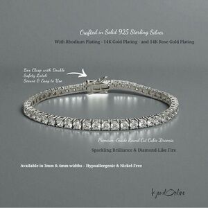 3mm 6.5” CZ Tennis Bracelet 925 Sterling Silver NWT